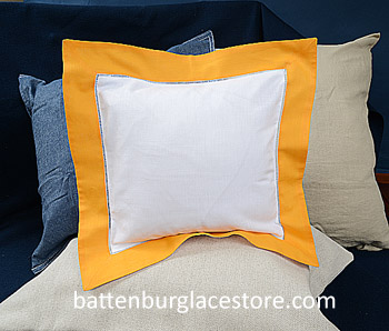 Pillow Sham Cover 26x26in.Square.White with Apricot color border